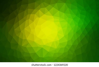 Light Green, Yellow vector shining triangular backdrop. Glitter abstract illustration with an elegant triangles. New template for your brand book.
