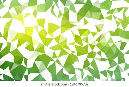 Light Green, Yellow vector shining triangular backdrop. Shining polygonal illustration, which consist of triangles. Completely new template for your banner.