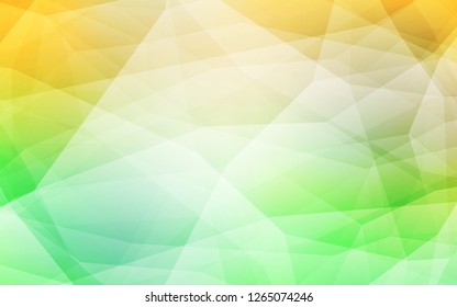 Light Green, Yellow vector shining triangular cover. Geometric illustration in Origami style with gradient.  New template for your brand book.