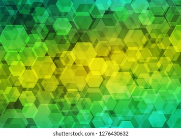 Light Green, Yellow vector shining hexagonal pattern. hexagonal geometric sample with gradient.  Brand new style for your business design.