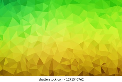 Light Green, Yellow vector shining triangular background. A sample with polygonal shapes. Brand new style for your business design.