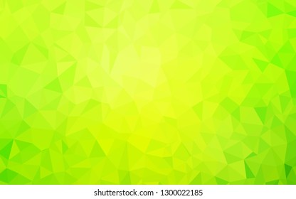 Light Green, Yellow vector shining triangular backdrop. Shining polygonal illustration, which consist of triangles. Brand new design for your business.