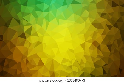 Light Green, Yellow vector shining triangular background. Creative geometric illustration in Origami style with gradient. Triangular pattern for your design.