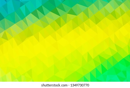 Light Green, Yellow vector shining triangular pattern. Triangular geometric sample with gradient.  Template for your brand book.