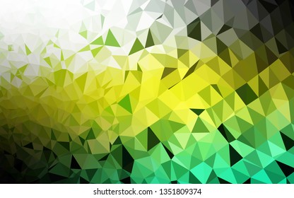 Light Green, Yellow vector shining triangular pattern. Shining illustration, which consist of triangles. Triangular pattern for your business design.