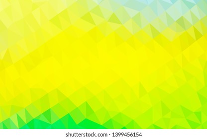 Light Green, Yellow vector shining triangular template. A vague abstract illustration with gradient. Triangular pattern for your business design.