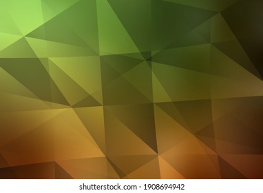 Verde claro, Rectorial amarillo brillante trineo triangular. Ilustración poligonal brillante, que consiste en triángulos. Mejor diseño triangular para su negocio.