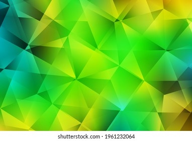 Light Green, Yellow vector shining triangular backdrop. Elegant bright polygonal illustration with gradient. Template for cell phone's backgrounds.