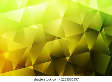 Light Green, Yellow vector shining triangular backdrop. Geometric illustration in Origami style with gradient.  A completely new design for your leaflet.