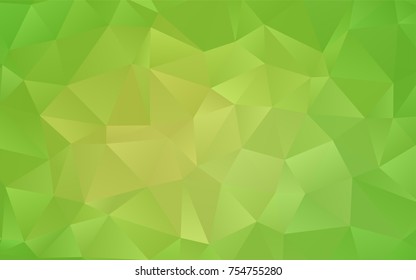 Light Green, Yellow vector shining triangular background. Geometric illustration in Origami style with gradient.  The template can be used as a background for cell phones.