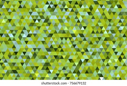 Light Green, Yellow vector shining triangular pattern. Shining illustration, which consist of triangles. A completely new template for your business design.
