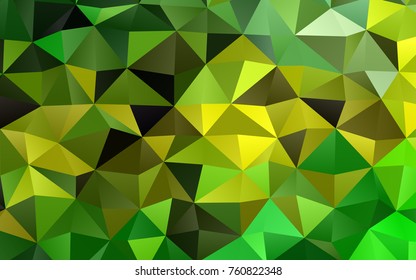 Light Green, Yellow vector shining triangular pattern. A vague abstract illustration with gradient. The polygonal design can be used for your web site.