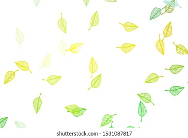 Light Green, Yellow vector sketch background. Smart decorative design in natural style with leaves. The best blurred design for your business.