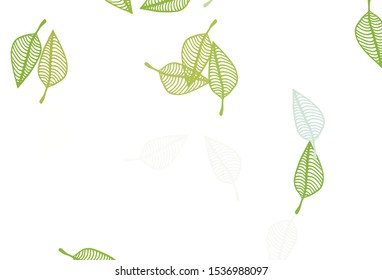 Light Green, Yellow vector sketch backdrop. Shining colorful illustration with leaves in doodle style. Pattern for coloring books and pages for kids.