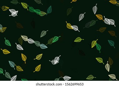 Light Green, Yellow vector sketch layout. Doodle illustration of leaves in Origami style with gradient. Brand new style for your business design.