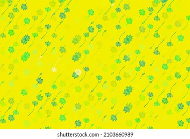 Light Green, Yellow vector sketch texture. Modern geometrical abstract illustration with leaves. Completely new design for your business.