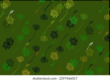 Light Green, Yellow vector sketch background. An elegant bright illustration with leaves in Natural style. Pattern for heads of websites and designs.