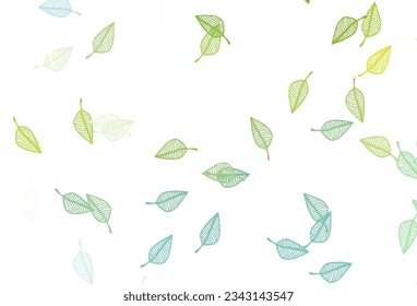 Light Green, Yellow vector sketch texture. Doodle illustration of leaves in Origami style with gradient. The best blurred design for your business.