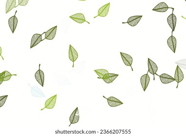 Light Green, Yellow vector sketch pattern. Glitter abstract illustration with leaves. Hand painted design for wrapping, wallpaper.
