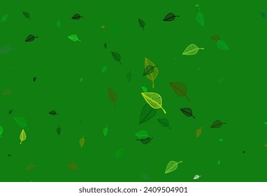 Hellgrünes, gelbes Vektorgrafik-Muster. Eine elegante, helle Illustration mit Blättern im Naturstil. Neues Design für Ihr Unternehmen.