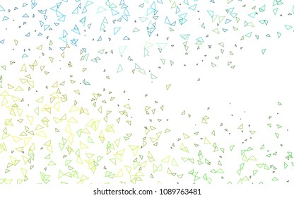 Light Green, Yellow vector of small triangles on white background. Illustration of abstract texture of triangles. Pattern design for banner, poster, cover.