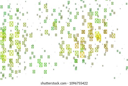 Light Green, Yellow vector of small triangles on white background. Illustration of abstract texture of triangles. Pattern design for banner, poster, cover.