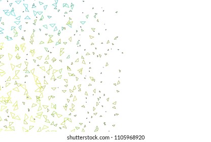 Light Green, Yellow vector of small triangles on white background. Illustration of abstract texture of triangles. Pattern design for banner, poster, cover.