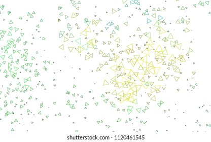 Light Green, Yellow vector of small triangles on white background. Illustration of abstract texture of triangles. Pattern design for banner, poster, cover.