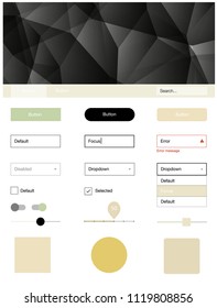 Light Green, Yellow vector style guide with triangles. Decorative ui kit design in abstract style with colorful crystals. This template you can use for websites.