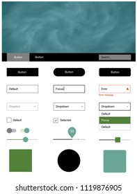 Light Green, Yellow vector style guide with sky stars. Beautiful ui ux kit with colorful sky in its header. Beautiful layout for websites, landing pages.