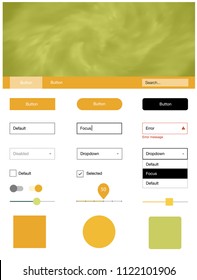 Light Green, Yellow vector style guide with sky stars. Beautiful ui ux kit with colorful sky in its header. This template you can use for landing pages.