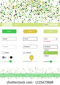 Light Green, Yellow vector style guide with circles. Colorful ui/ux kit with header consisted of spheres. This template you can use for websites.