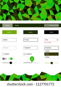 Light Green, Yellow vector style guide with triangles. Decorative ui kit design in abstract style with colorful crystals. This template you can use for websites.