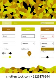 Light Green, Yellow vector style guide with triangles. Simple Material Design Kit with colorful mosaic of triangles. Beautiful layout for websites, landing pages.