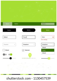 Light Green, Yellow vector style guide with triangles, circles. Style guide with triangles, circles on abstract background. This template you can use for websites.