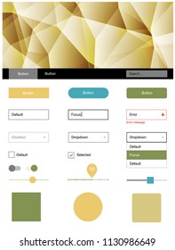 Light Green, Yellow vector style guide with triangles. Ui Ux kit with colorful polygonal background in its header. This sample is for your website.