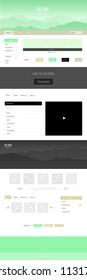 Light Green, Yellow vector style guide with mountains. Web ui kit with abstract gradient hills in its header. Modern template for your landing page.