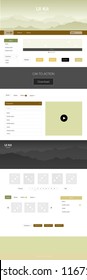 Light Green, Yellow vector style guide with mountains. Web ui kit with abstract gradient hills in its header. This sample is for your tourist website.