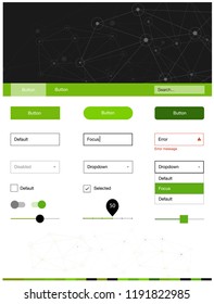 Light Green, Yellow vector style guide with triangles, circles. Simple Material Design Kit with colorful triangles, circles. This template you can use for landing pages.