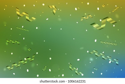 Light Green, Yellow vector template with carnival confetti. Modern geometrical abstract illustration with carnival ribbons. The pattern can be used for birthday gifts, congratulations.