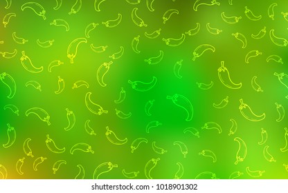 Light Green, Yellow vector template with organic pepers. Illustration with set of fresh pepers in doodle style. Design for ad, poster, banner of cafes or restaurants.