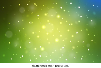 Light Green, Yellow vector template with ice snowflakes. Decorative shining illustration with snow on abstract template. The template can be used as a new year background.