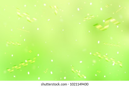 Light Green, Yellow vector template with carnival confetti. Beautiful colored illustration with ribbon in celebration style. The pattern can be used for birthday gifts, congratulations.