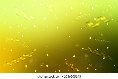 Light Green, Yellow vector template with carnival confetti. Confetti on blurred abstract background with colorful gradient. The pattern can be used for new year ad, booklets.