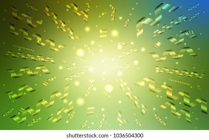 Light Green, Yellow vector template with carnival confetti. Blurred decorative design in anniversary style with confetti. The pattern can be used for carnival, festival leaflets.