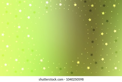 Light Green, Yellow vector template with sky stars. Stars on blurred abstract background with gradient. The pattern can be used for new year ad, booklets.