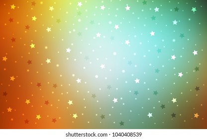 Light Green, Yellow vector template with sky stars. Shining colored illustration with stars. The template can be used as a background.