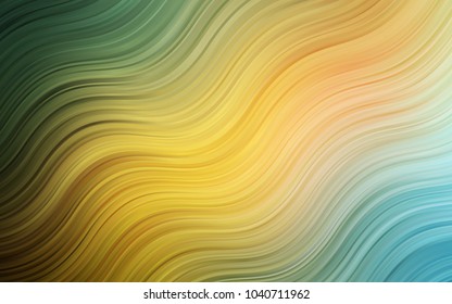 Light Green, Yellow vector template with lines, ovals. Glitter abstract illustration with wry lines. The elegant pattern for brand book.