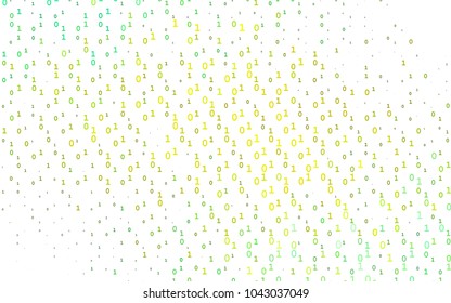 Light Green, Yellow vector template with isolated numerals. Abstract illustration with colored algebra signs. Smart design for your business advert of university.