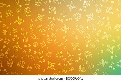 Light Green, Yellow vector template with organic meal. Fast Food on blurred abstract background with colorful gradient. Design for ad, poster, banner of cafes or restaurants.